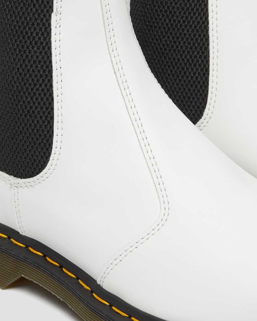 White Smooth Leather Men's Dr Martens 2976 Yellow Stitch Smooth Leather Chelsea Boots | 861732-OIX