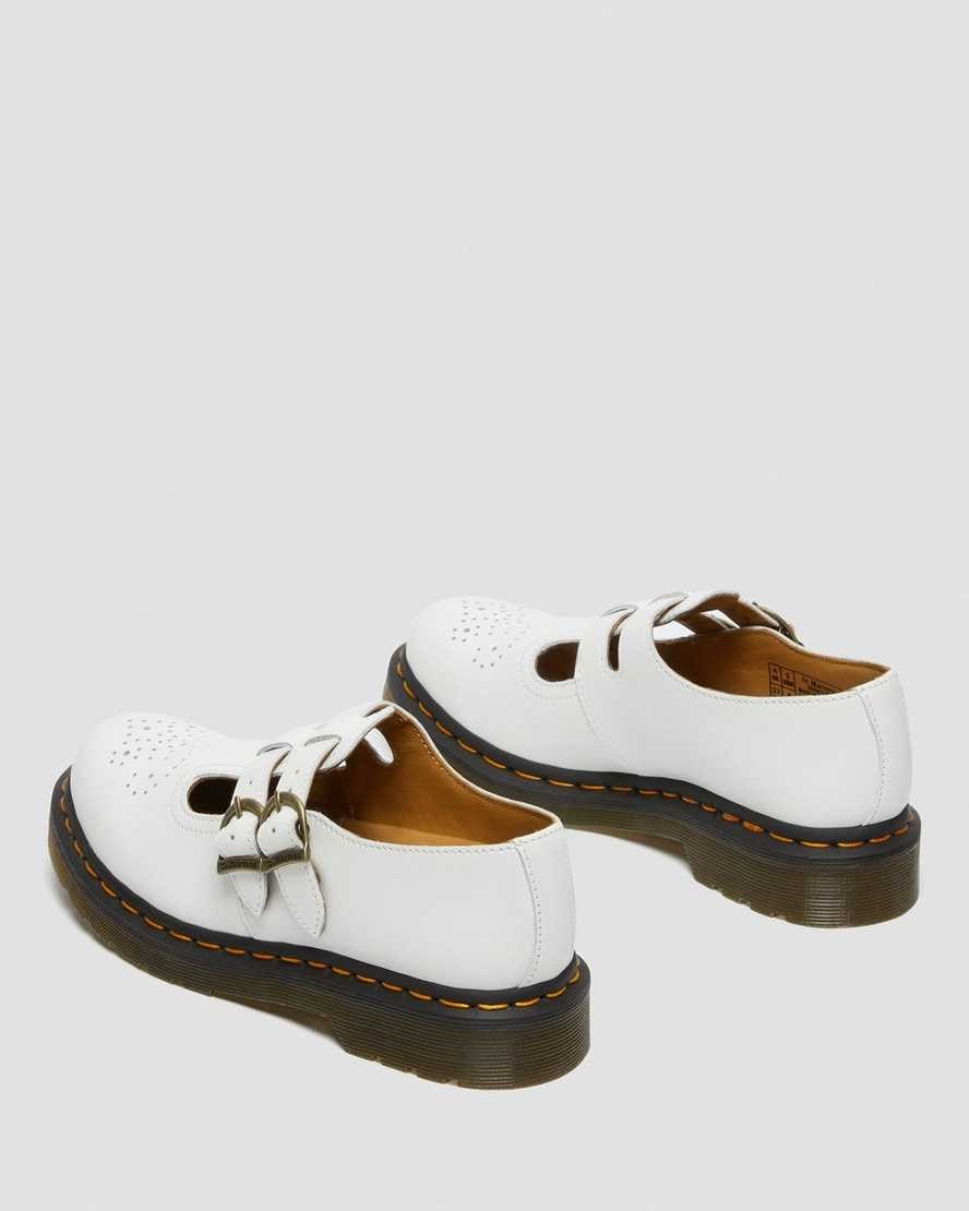 White Smooth Leather Women's Dr Martens 8065 Smooth Leather Mary Jane Shoes | 610823-UZI