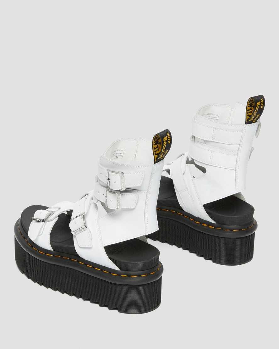 White Softy T Women's Dr Martens Giavanna Leather Platform Gladiator Sandals | 372409-HEM