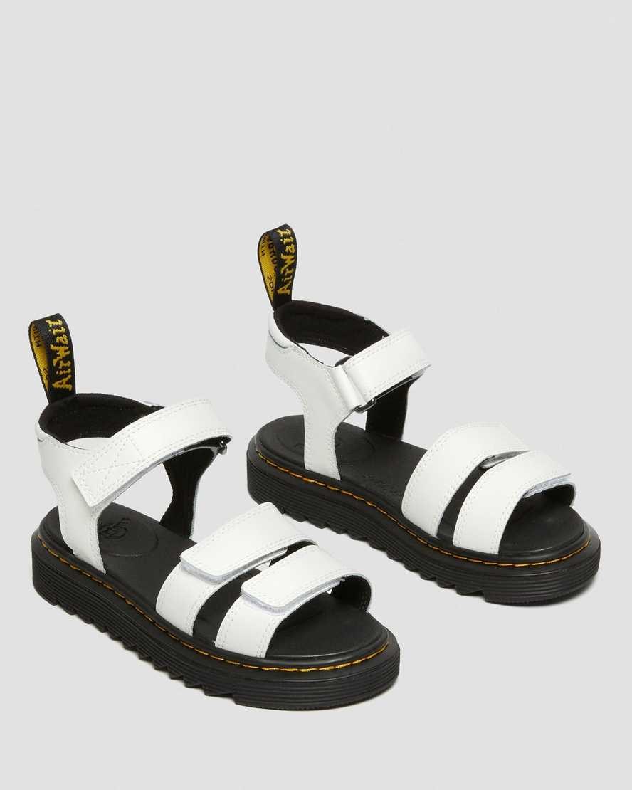 White T Lamper Kids' Dr Martens Junior Klaire Leather Strap Sandals | 640983-BJA