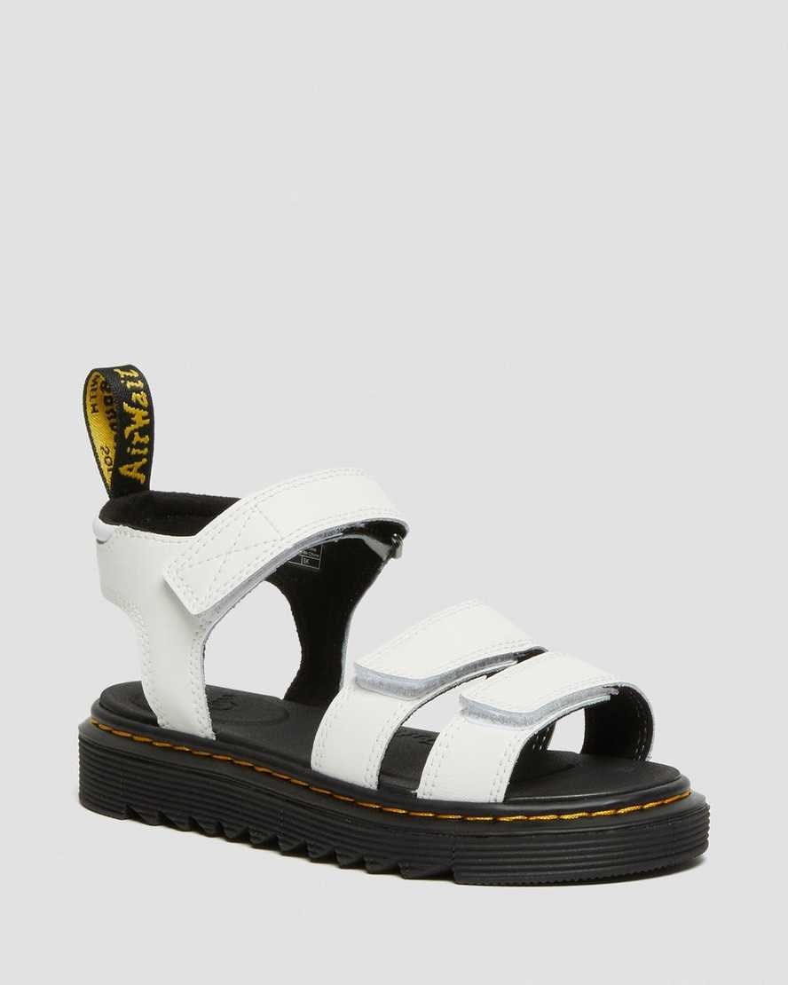 White T Lamper Kids' Dr Martens Junior Klaire Leather Strap Sandals | 640983-BJA