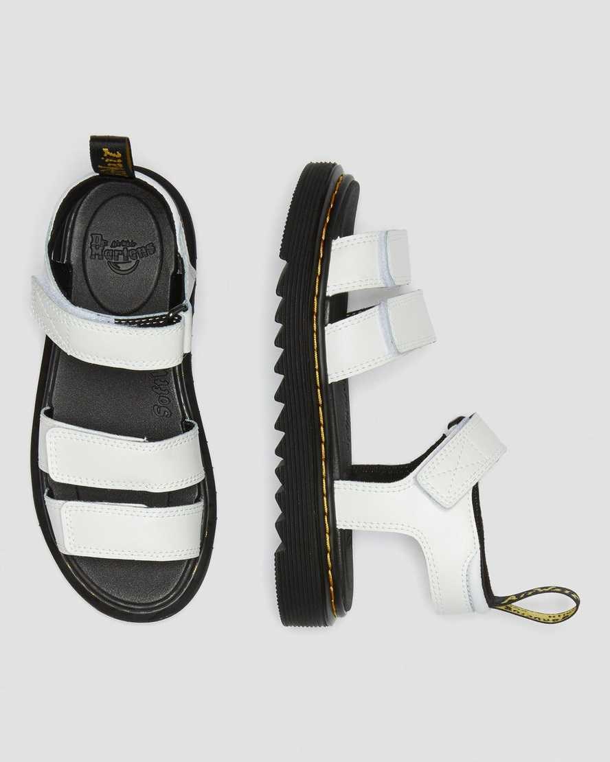 White T Lamper Kids' Dr Martens Junior Klaire Leather Strap Sandals | 640983-BJA