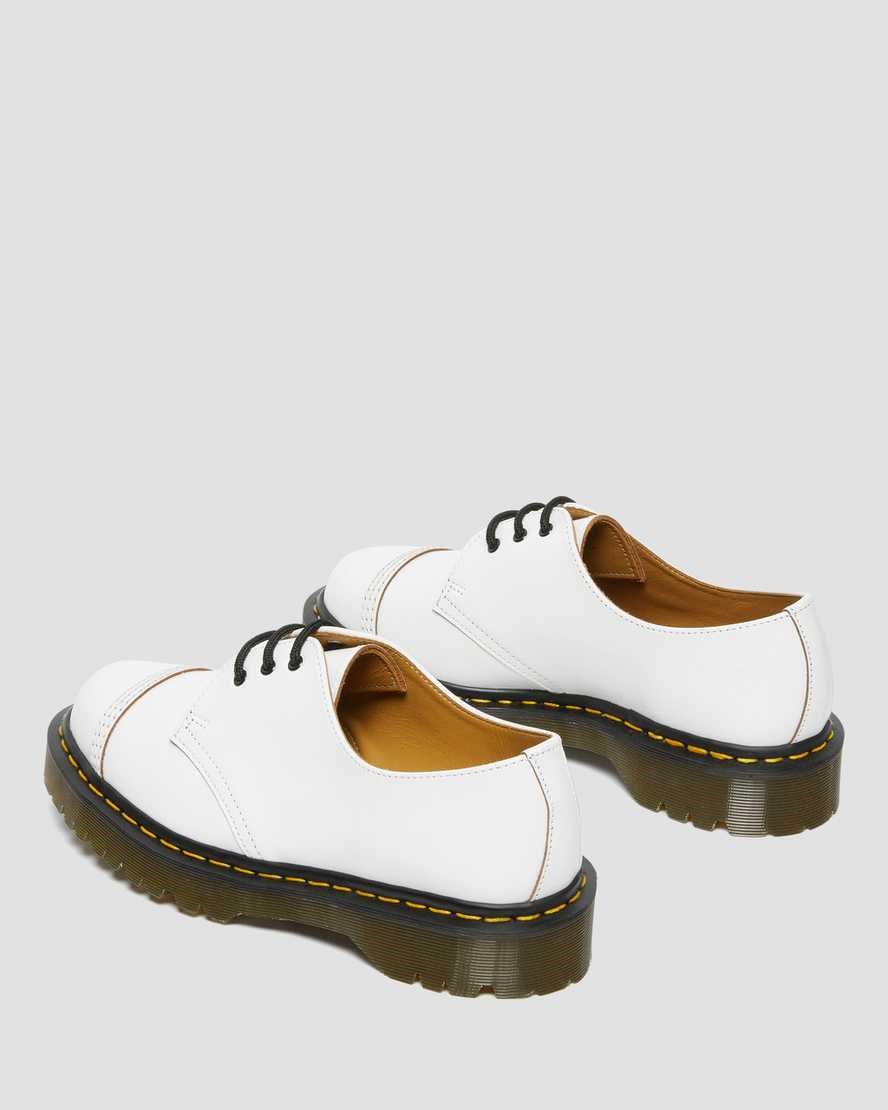 White Vintage Smooth Men's Dr Martens 1461 Bex Made in England Toe Cap Oxford Shoes | 735916-MSF