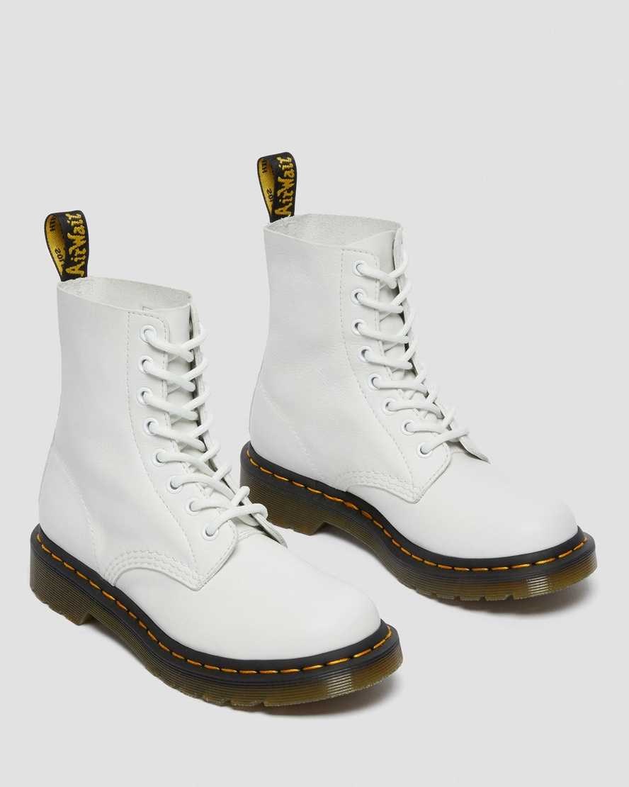 White Virginia Women's Dr Martens 1460 Pascal Virginia Leather Lace Up Boots | 593270-ODT